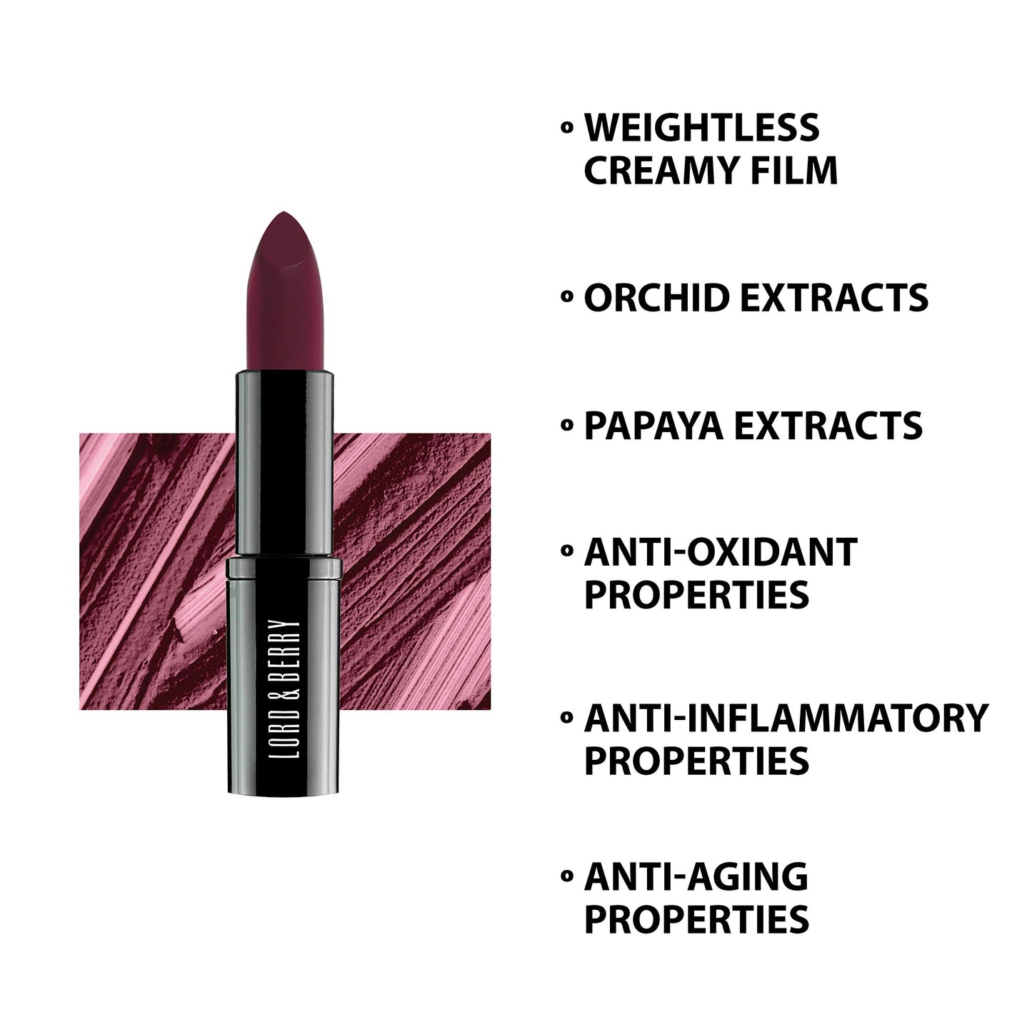 Lord and Berry Vogue Matte Lipstick - Rich, Highly Pigmented Lip Color - Infused with Papaya and Orchid Extracts - 7616 Romance - 0.81 oz