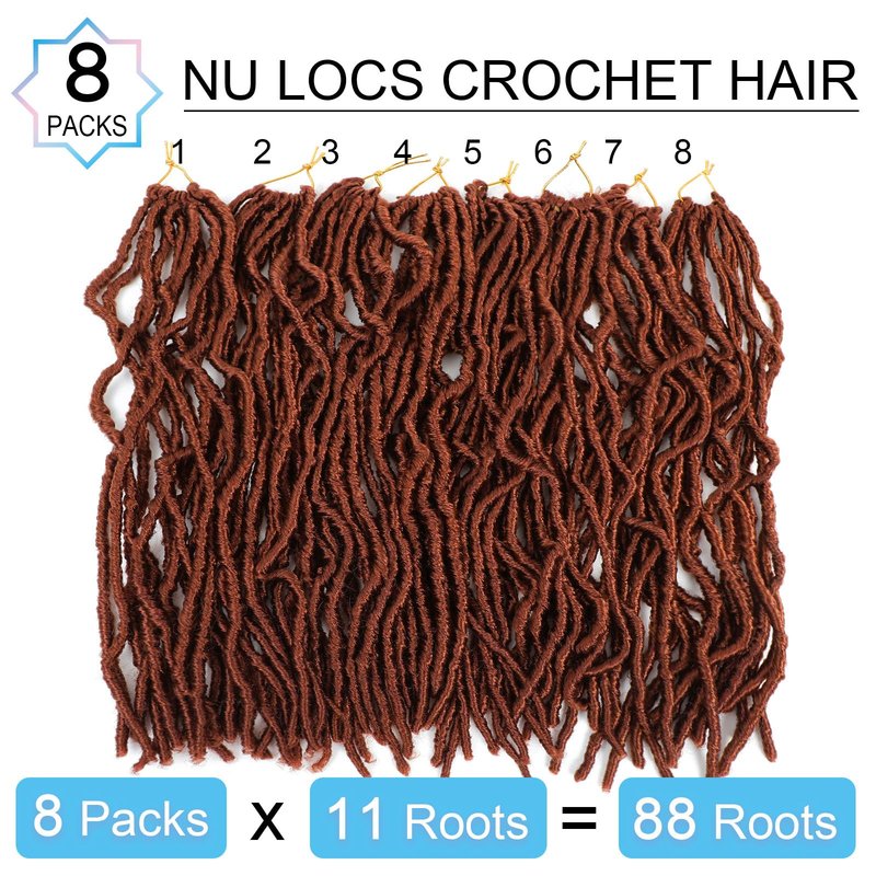 24 Inch Soft Locs Crochet Hair 8 Packs Pre Looped Faux Locs Crochet Braids Goddess Locs Hair For Black Women（24Inch 8pcs,4#）