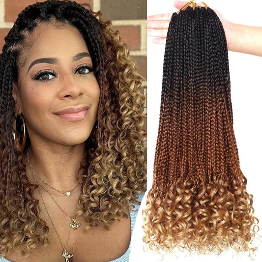 7 Packs 18 Inch Boho Goddess Box Braids Crochet Hair for Black Women (1B/30/27#, 18 Inch (Pack of 7))