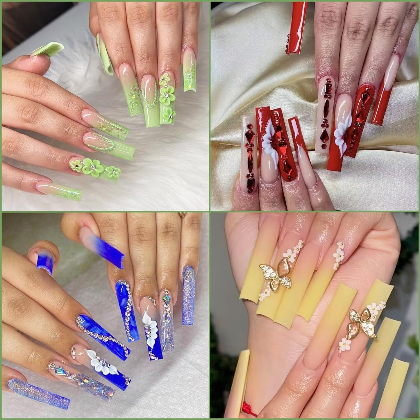 500 Pcs Square Nail Tips, AITRAI Long Nail Tips for Acrylic Nails Professional False Clear Acrylic Nail Kit with Glue, Adhesive Tabs Nail Clipper Files for Art DIY