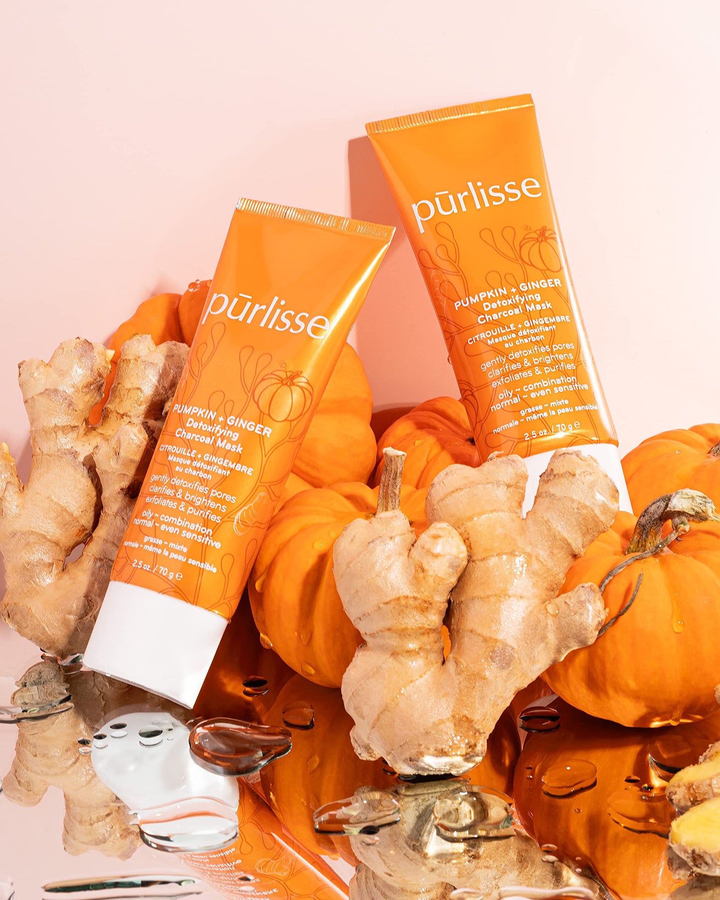 Purlisse Pumpkin and Ginger Detoxifying Charcoal Mask: Cruelty-free & clean, Paraben & Sulfate-free, Pumpkin repairs, Ginger soothes skin | 2.5oz