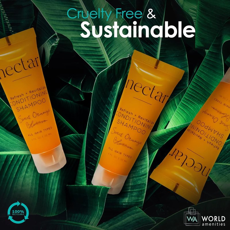 Nectar 2-in-1 Conditioning Shampoo | Sweet Orange Blossom | Mini Travel Size | 50 Count | Eco-Friendly Recyclable Tube
