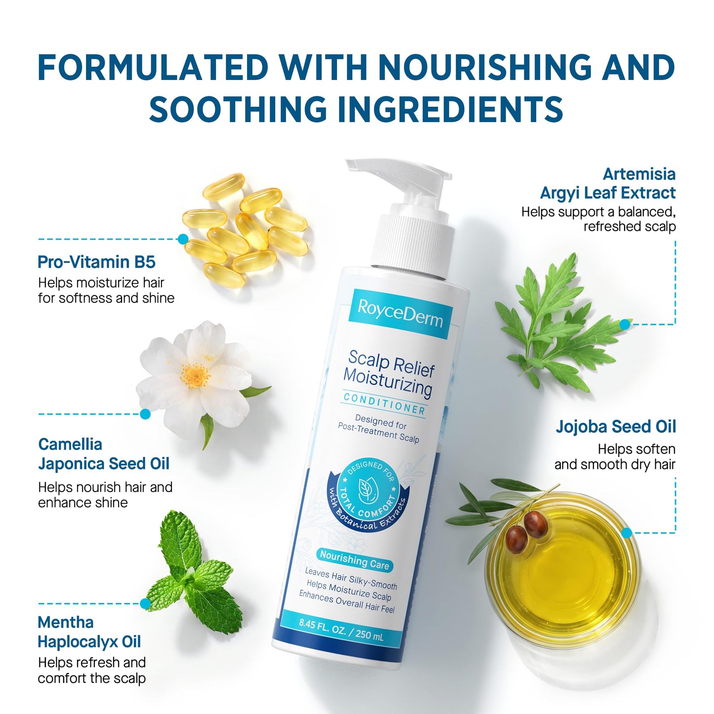 Roycederm Seborrheic Dermatitis & Psoriasis Shampoo and Conditioner Set - Effective Scalp Treatment for Folliculitis, Psoriasis, Dandruff, Dry Itchy Scalp - Soothing, Moisturizing Herbal Formula