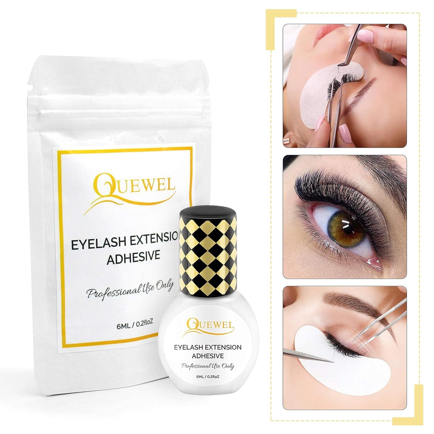 Volume Eyelash Extensions - 0.07 D Curl Mixed Tray (8-15mm) + Classic 0.15 D Curl (8-14mm) + Strong Black Adhesive (6ml)
