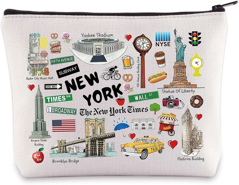 New York Cosmetic Bag - Zipper Pouch for Makeup & Travel | Souvenir Gift