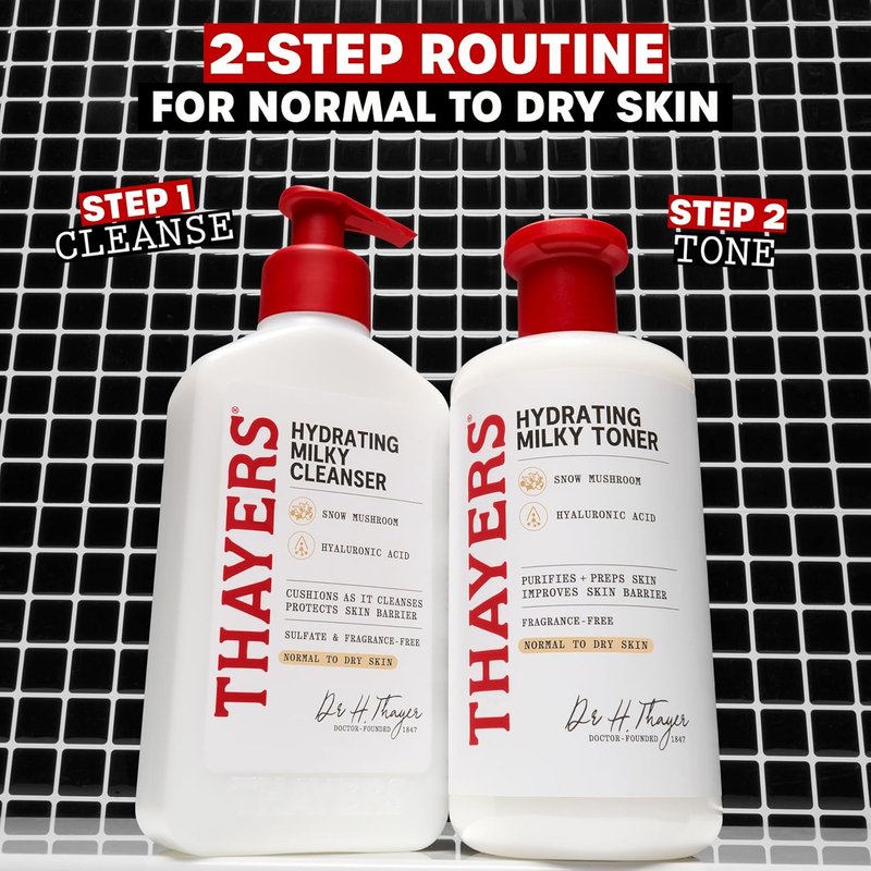 THAYERS Milky Face Toner - Hydrating Snow Mushroom & Hyaluronic Acid for Dry, Sensitive Skin | 355mL