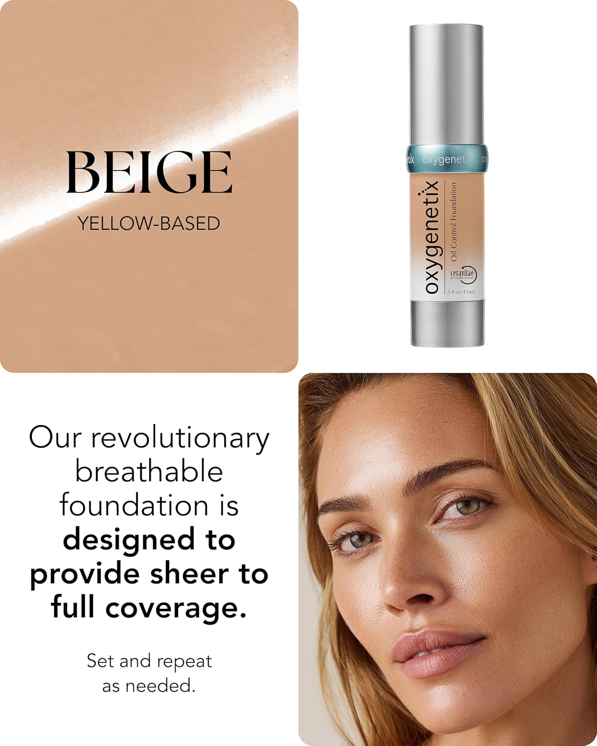 Oxygenetix Oil Control Foundation - Lightweight, Breathable Makeup for Oily Skin | Non-Comedogenic Coverage in Beige