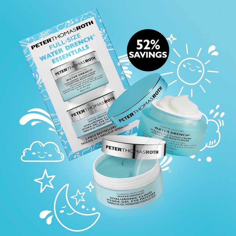 Peter Thomas Roth | Water Drench® Face & Eye Skincare Set - Hyaluronic Acid Moisturizer & Eye Masks, Full Size