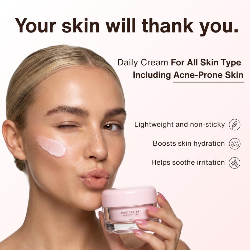 aplin Pink Tea Tree Intensive Cream - 50g/Skin Moisturizer/Facial Moisturizers/1.7 Oz, CICA, Allantoin, Korean Skin Care, Moisturizer, Hydrating