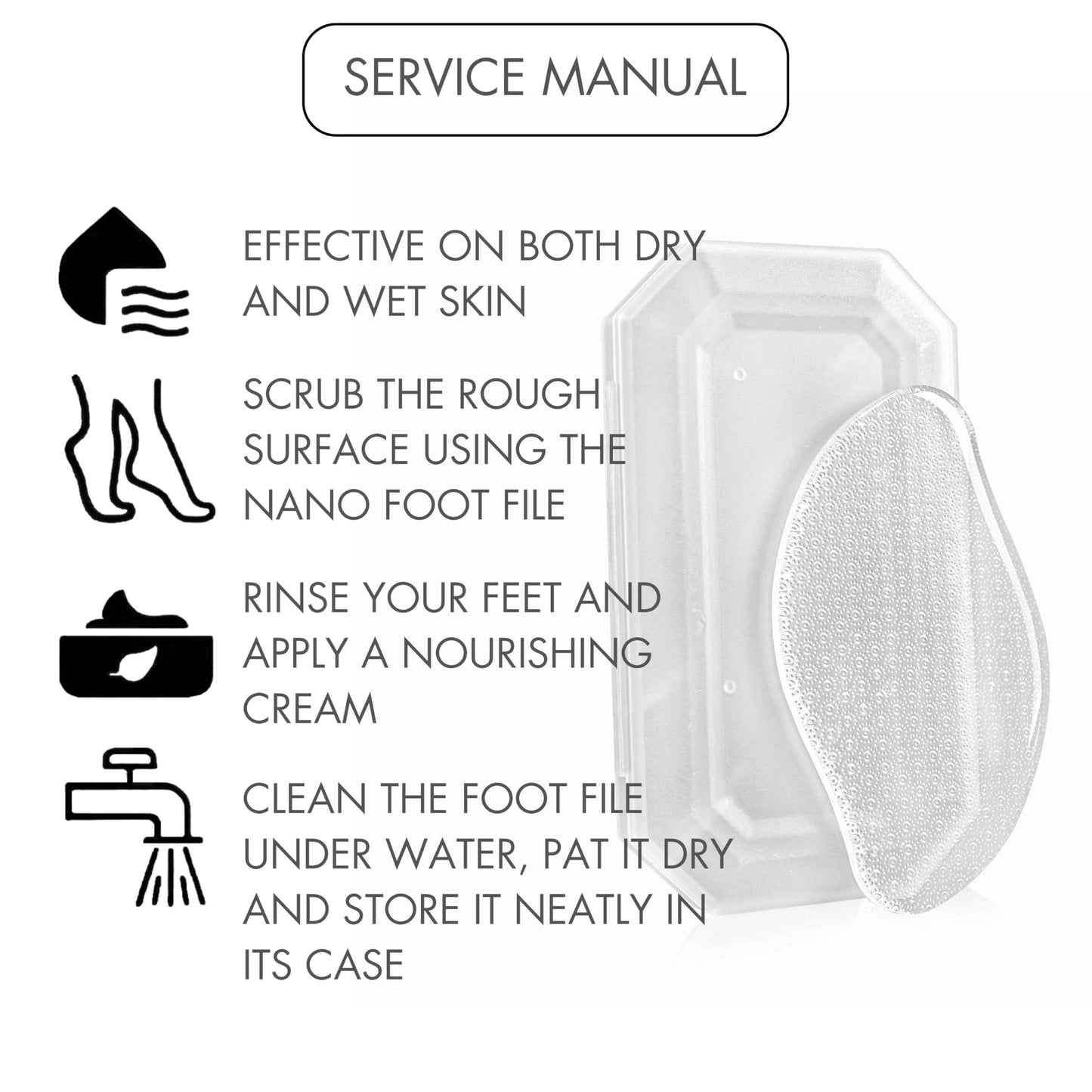 Nano Glass Foot File Callus Remover – Gentle Pedicure Tool for Hard Skin, Cracked Heels & Dead Skin – Reusable Heel Scrubber with Protective Case for Smooth Feet