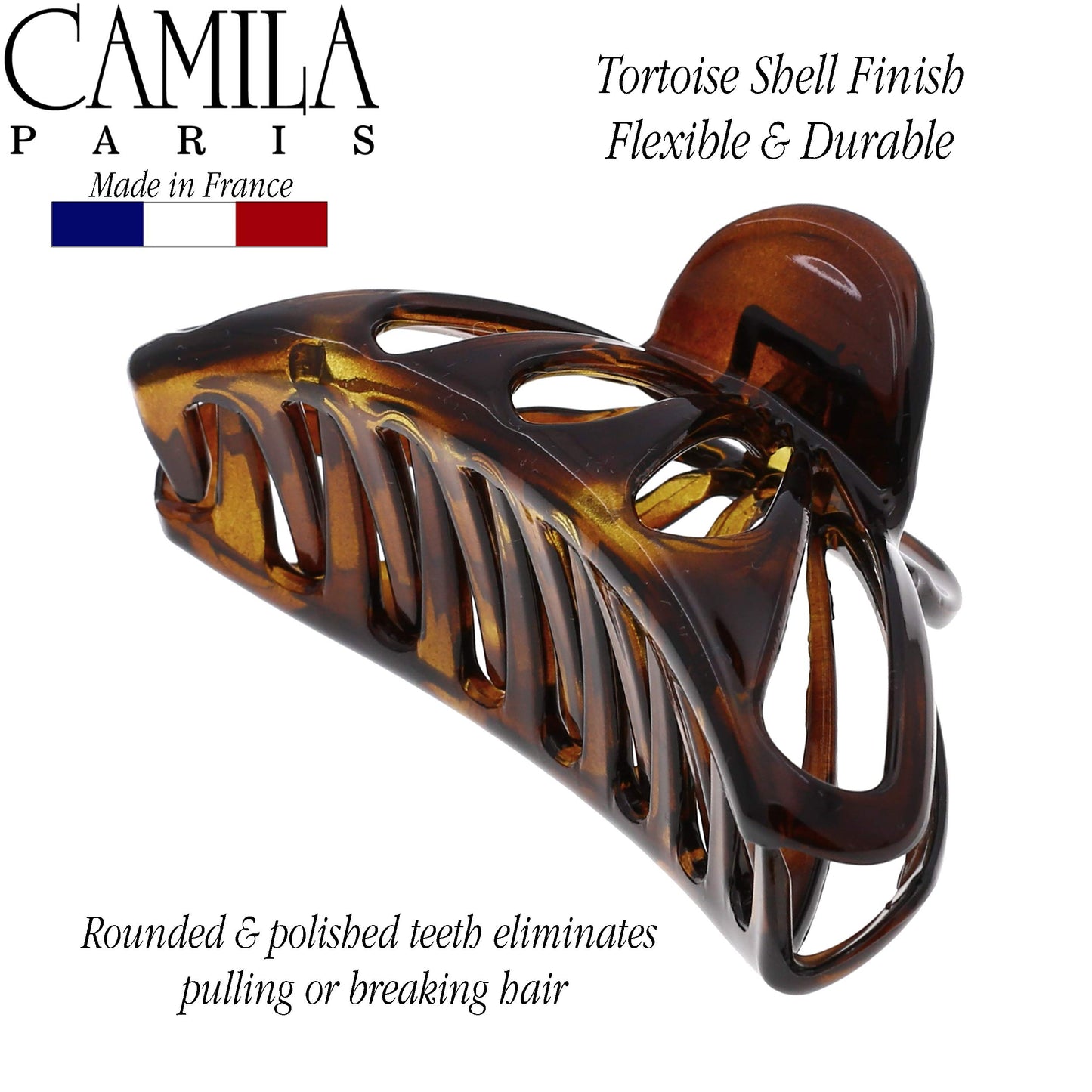 Camila Paris NV109 2PK French Hair Clip, 4 Inch Large Hair Clips for Thick Hair, Girl Big Hair Claw Clips for Long Hair, Jaw Hair Clips for Women Thick Hair Strong No-Slip Grip, Made in France