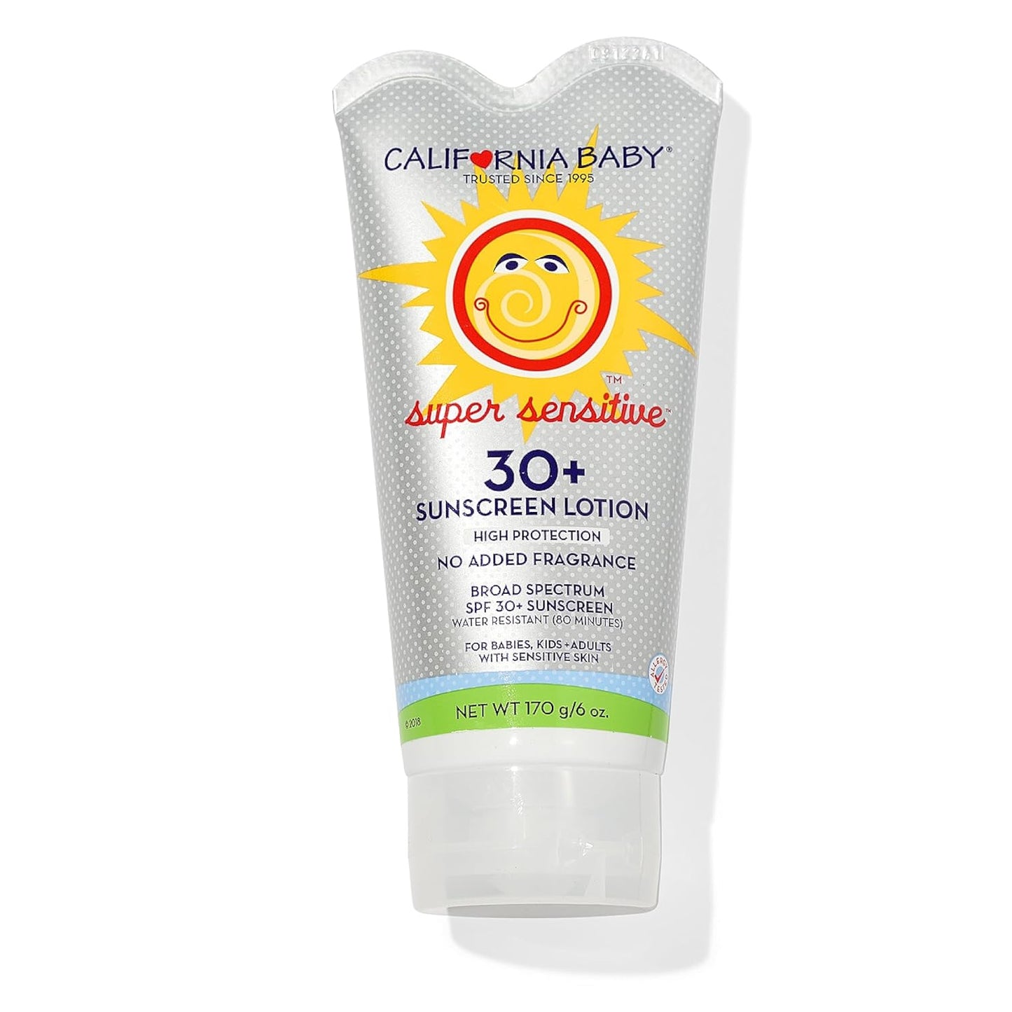 California Baby Super Sensitive SPF 30+ Sunscreen - Unscented Mineral Formula for Baby Face & Body | 6oz (170g)