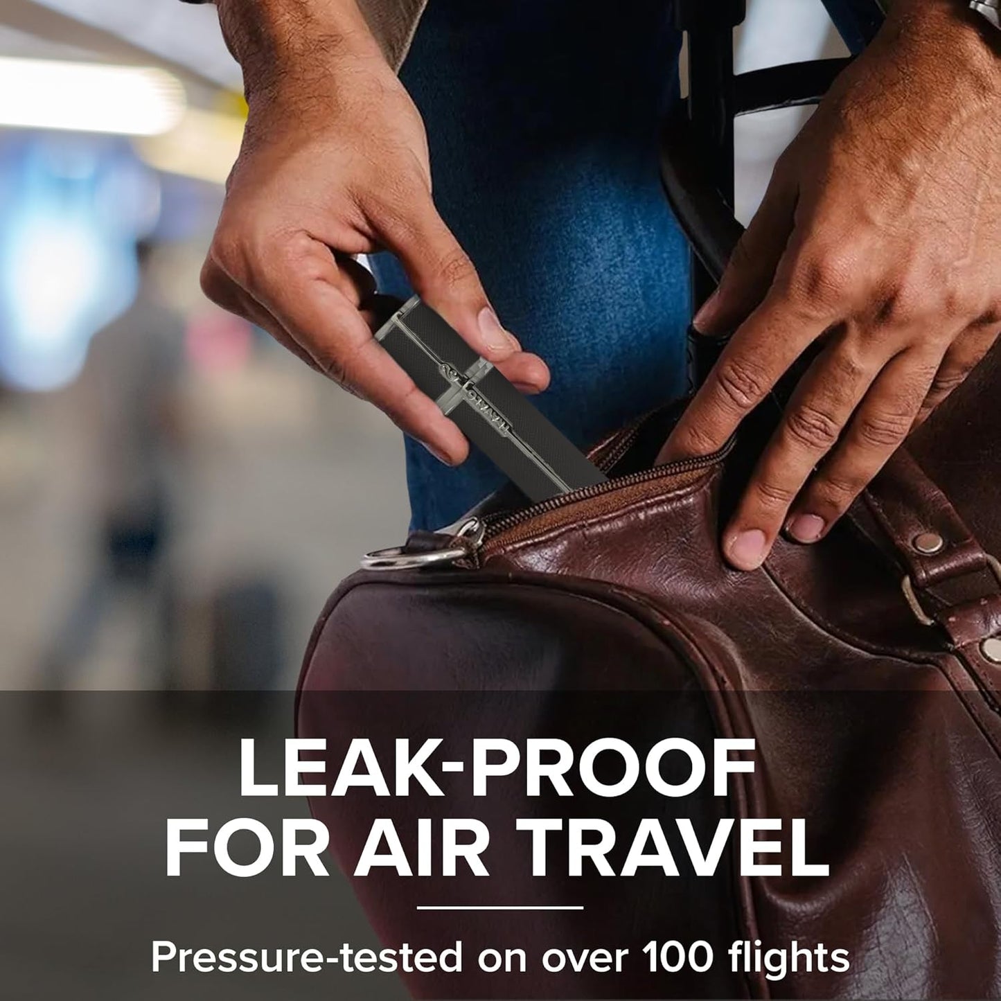Travalo Milano Perfume Atomizer | Leak-Proof & TSA Approved Mini Sprayer - Reusable Black Vegan Leather with Polished Metal