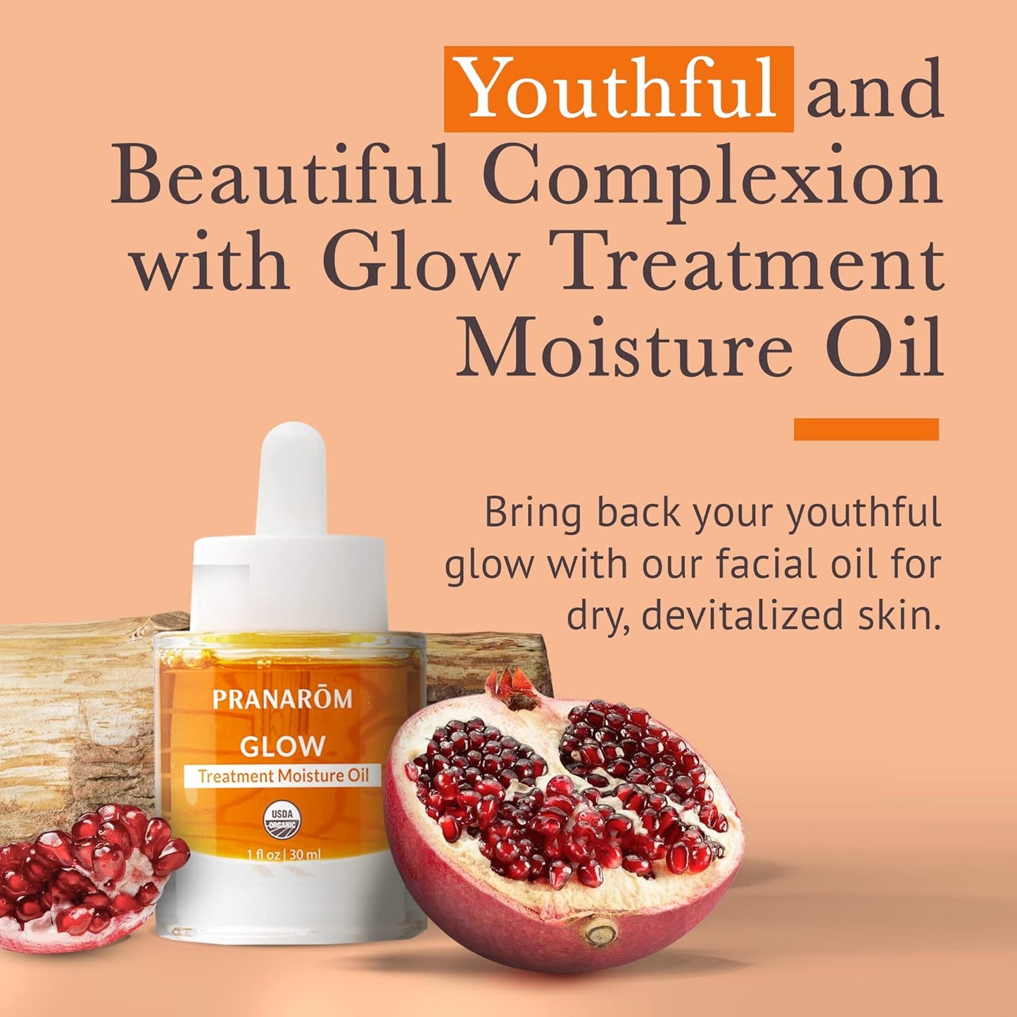 Pranarom Glow Treatment Moisture Oil - 100% Pure Essential Oil for Dry Skin | 1oz (30ml)