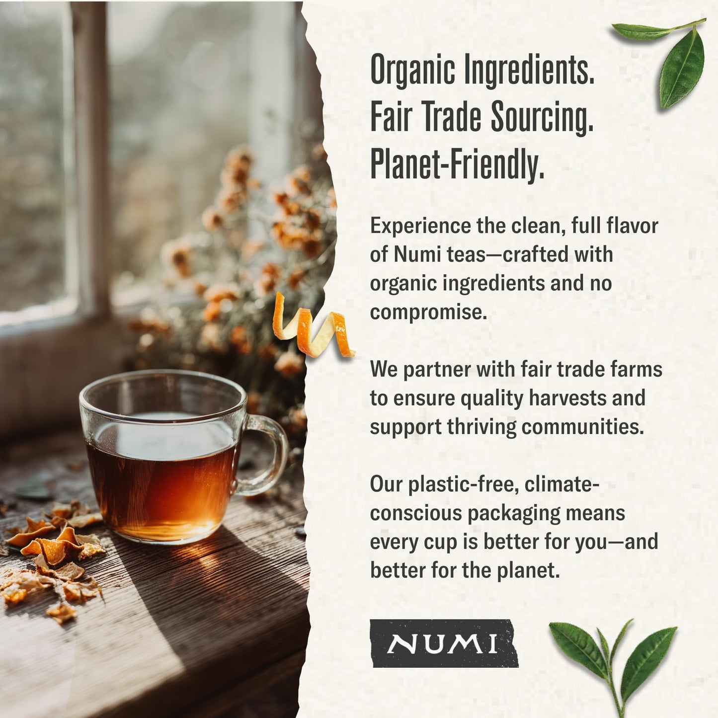Numi Organic Aged Earl Grey Tea, 18 Black Tea Bags with Real Bergamot, Microplastic Free, High Caffeine