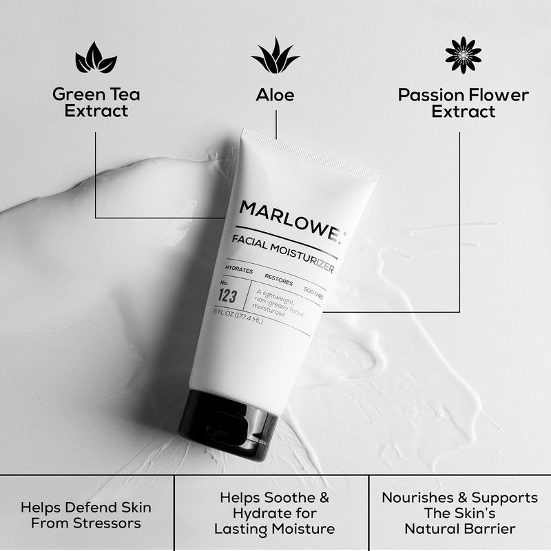 Marlowe Men's Skin Care Set - 3-Piece Exfoliating Scrub, Purifying Cleanser & Hydrating Moisturizer | Vegan Grooming Essentials
