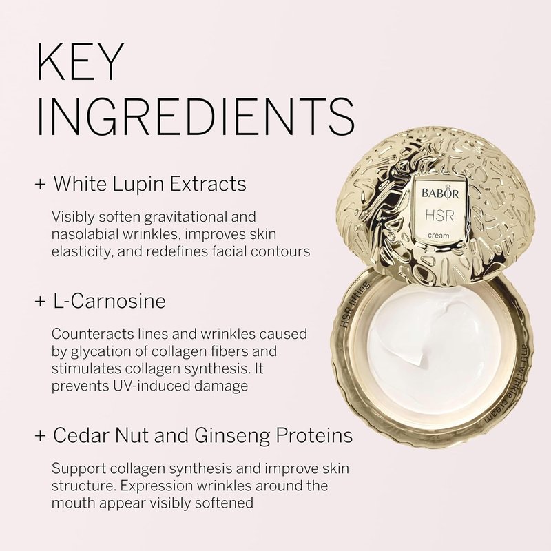 Babor HSR Lifting Anti-Wrinkle Cream - Travel Size Night Moisturizer for Fine Lines & Radiance | 0.5 oz