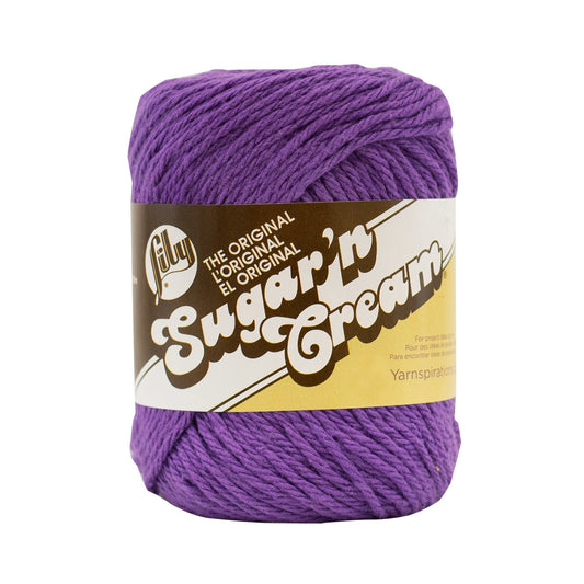 Lily Sugar 'N Cream The Original Solid Yarn, 2.5oz, Medium 4 Gauge, 100% Cotton - Purple - Machine Wash & Dry