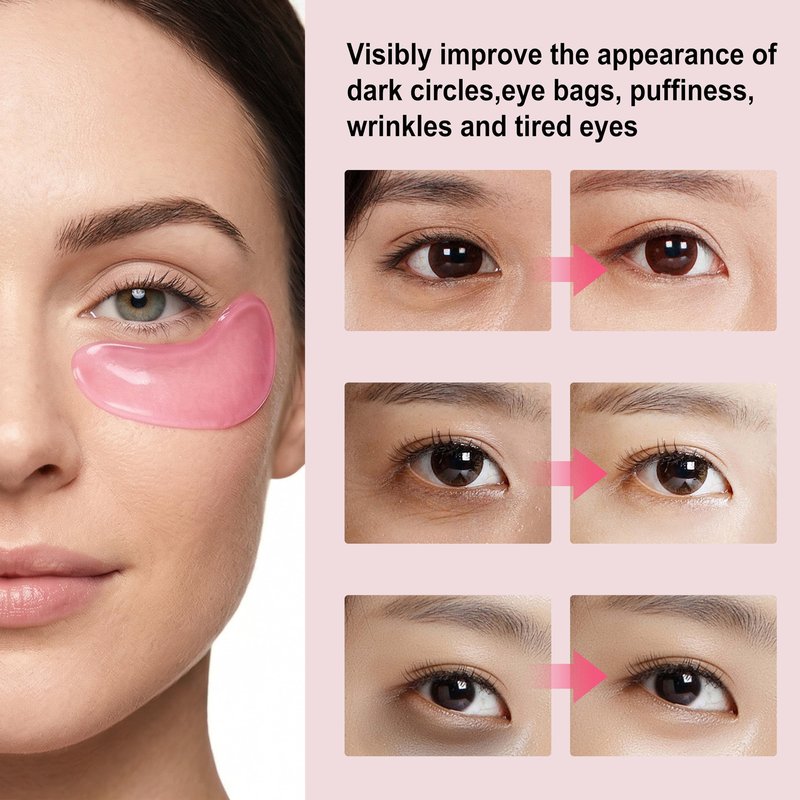 Pink Hydrogel Eye Patch for Puffy Eyes and Dark Circles, Under Eye Mask, 60 Under Eye Patches,Undereye Hydrating & Cooling, Suitable For All Skin Types -A