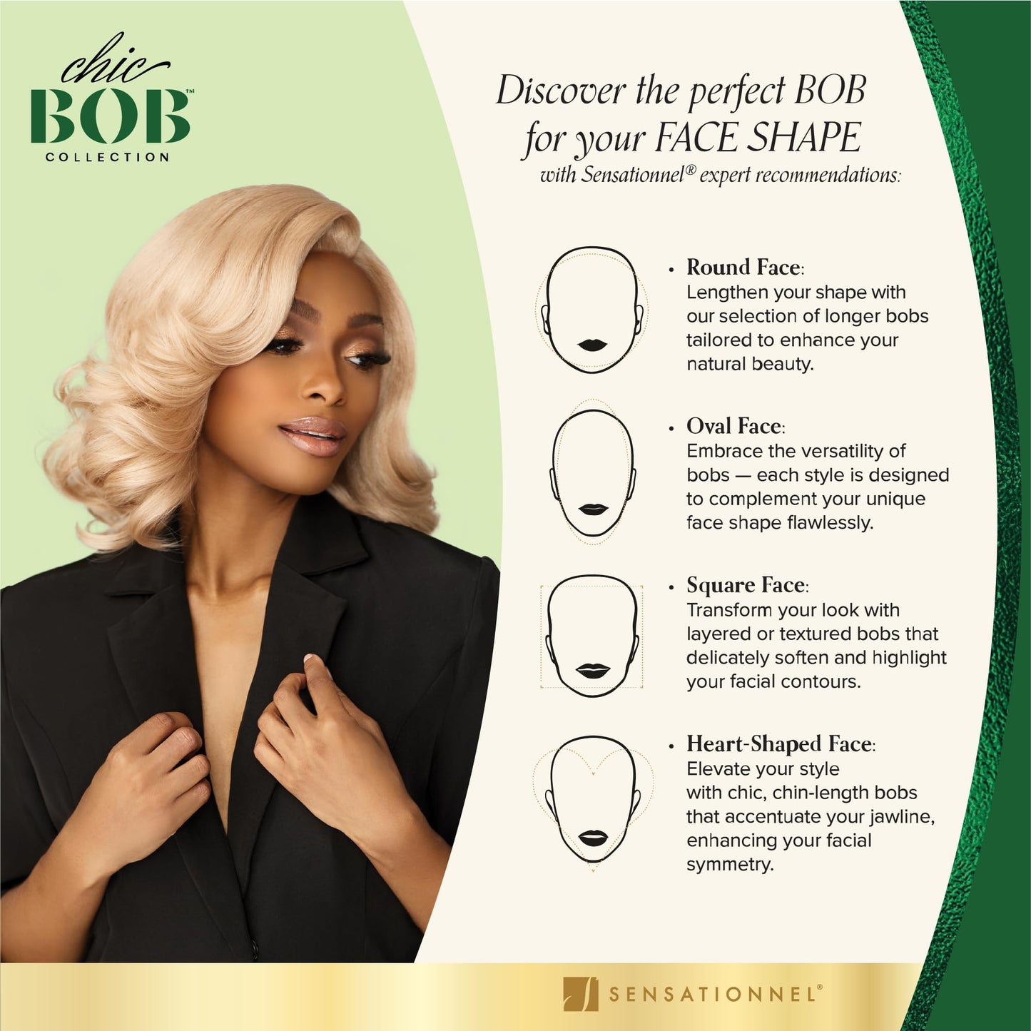 Sensationnel Chicbob Lace Frontwig - Lob Unit 7 Face Framing Glueless Wig Wide 5 Inch Deep Part Synthetic Preplucked Hairline (1 JETBLACK)