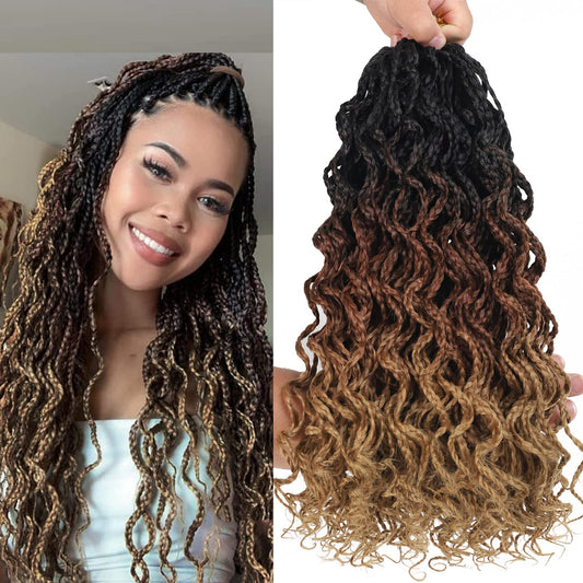 Goddess Box Braids Crochet Hair Curly Box Braid Pre Looped Crochet Hair