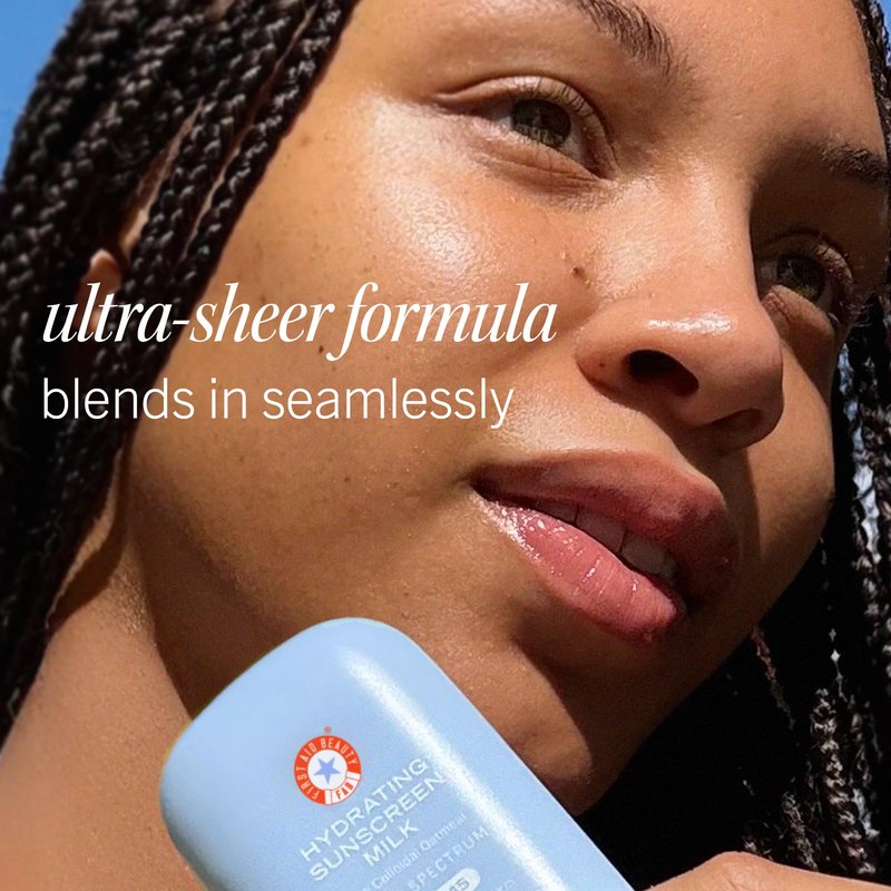 First Aid Beauty Hydrating Sunscreen Milk, Broad Spectrum SPF 45 with Colloidal Oatmeal & Glycerin, 24-Hour Hydration, Organic UV Filters, 1.7 oz