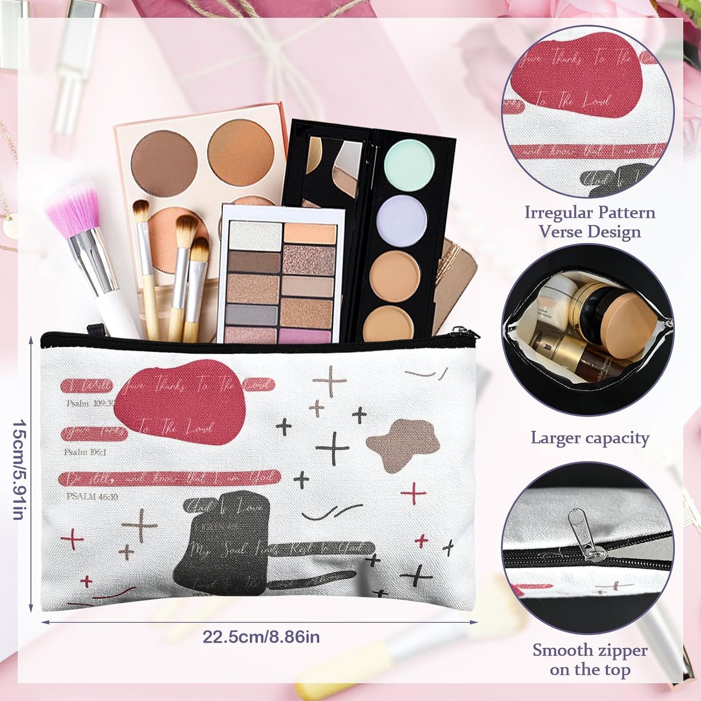 Christian Cosmetic Bags - 24 Pack Bible Verse Makeup Pouches | Inspirational Travel & Journaling Accessories