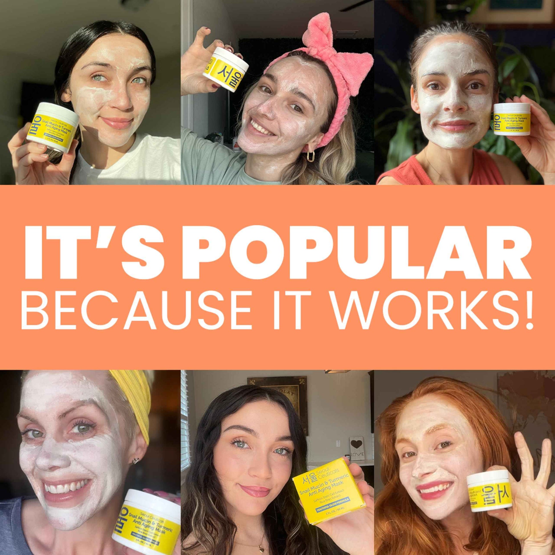 SeoulCeuticals Korean Face Mask Skin Care - Snail Mucin Turmeric Mask for Face – Cruelty Free K Beauty Anti Aging Face Mask for Healthy, Youthful Glow 2oz