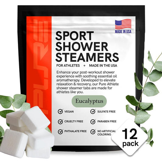 Sport Shower Steamers - USA Made with Natural Eucalyptus Essential Oil, Aromatherapy, Stress and Sinus Relief, Muscle Recovery for Athletes, Best Birthday Presents and Summer Gifts for Runners