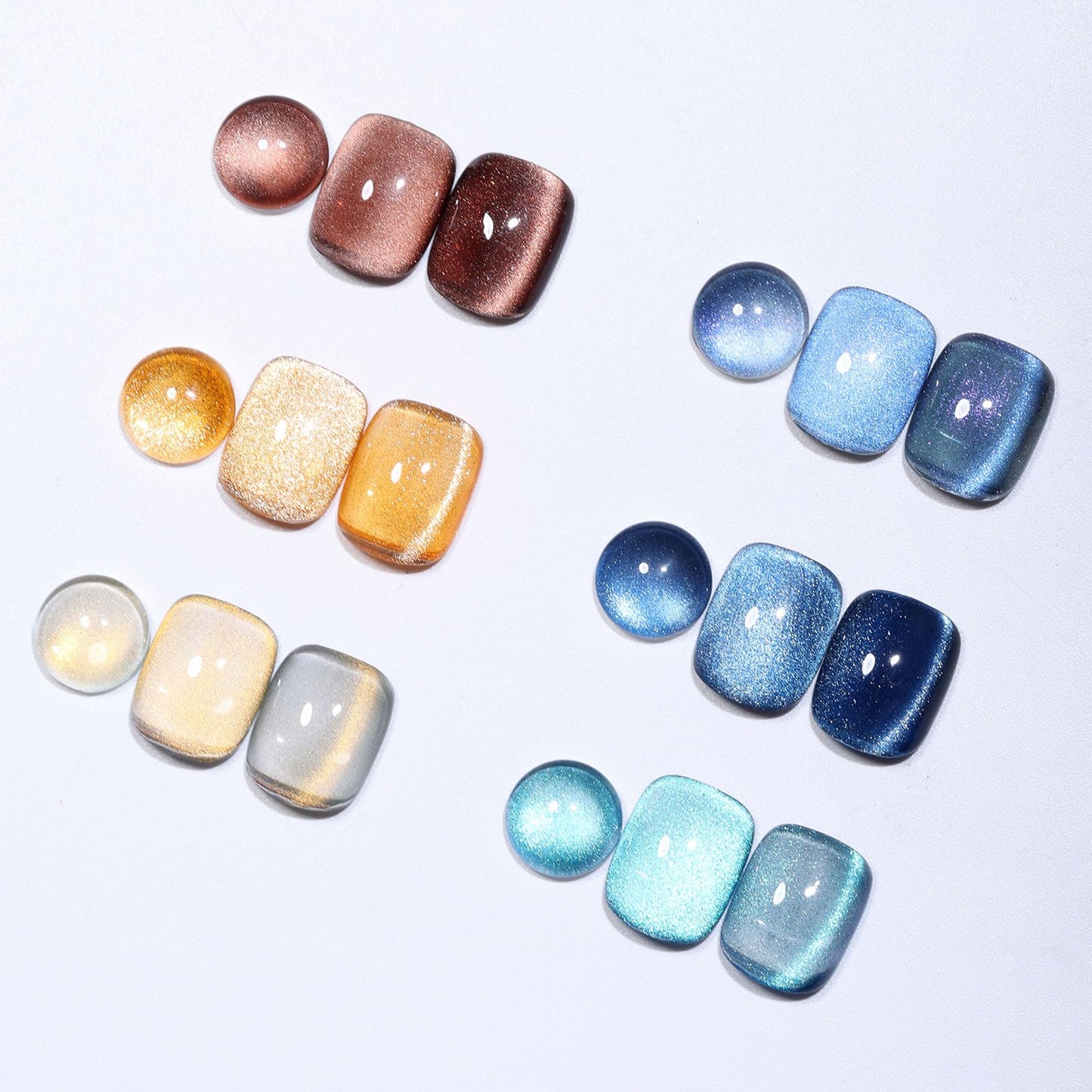 GELLAKTIK 9D Glassy Cat Eye Gel Nail Polish Set 6 Colors 12ML with Magnet