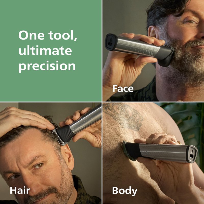 Philips Norelco All-in-One 9000 Series 28-Piece Trimmer - Electric Shaver and Clipper for Face, Beard, Head & Body, Self-sharpening Full Metal Blades, 27 Length Settings (0.5-20 mm), MG9585/49