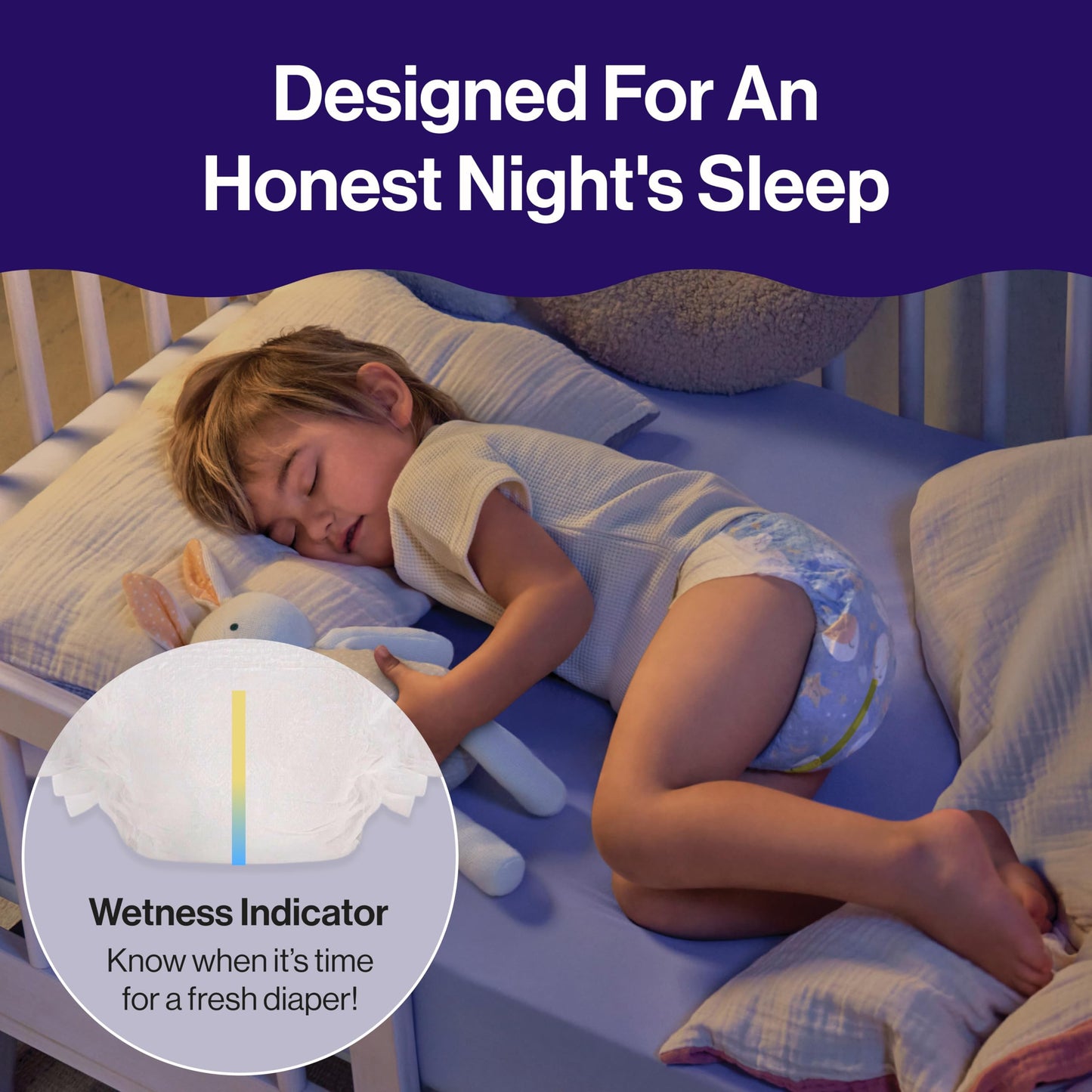 The Honest Company Comfort Dry Overnight Diapers, Up to 12 Hours Protection, Hypoallergenic, Cozy Cloud + Star Signs, Club Box Size 4 (22–37 lbs), 48 Count