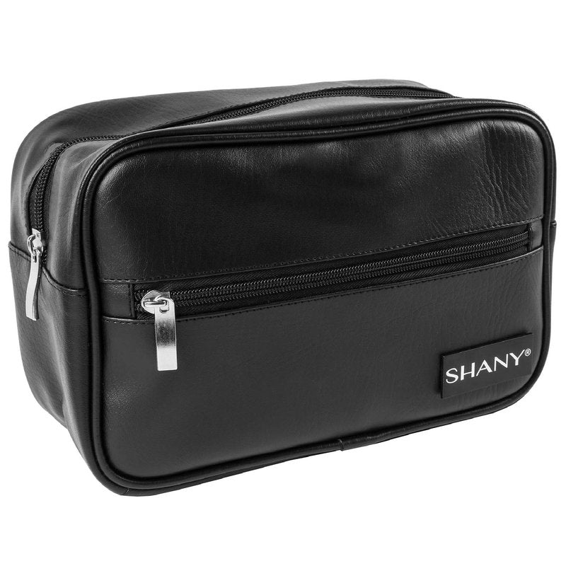 SHANY Dopp Kit and Travel Toiletry Bag – Zippered Faux Leather Grooming Organizer with 2 Internal and 1 External Pockets – Black PU, 11.000" X 8.000" X 3.000", (SH-NT1005-BK)