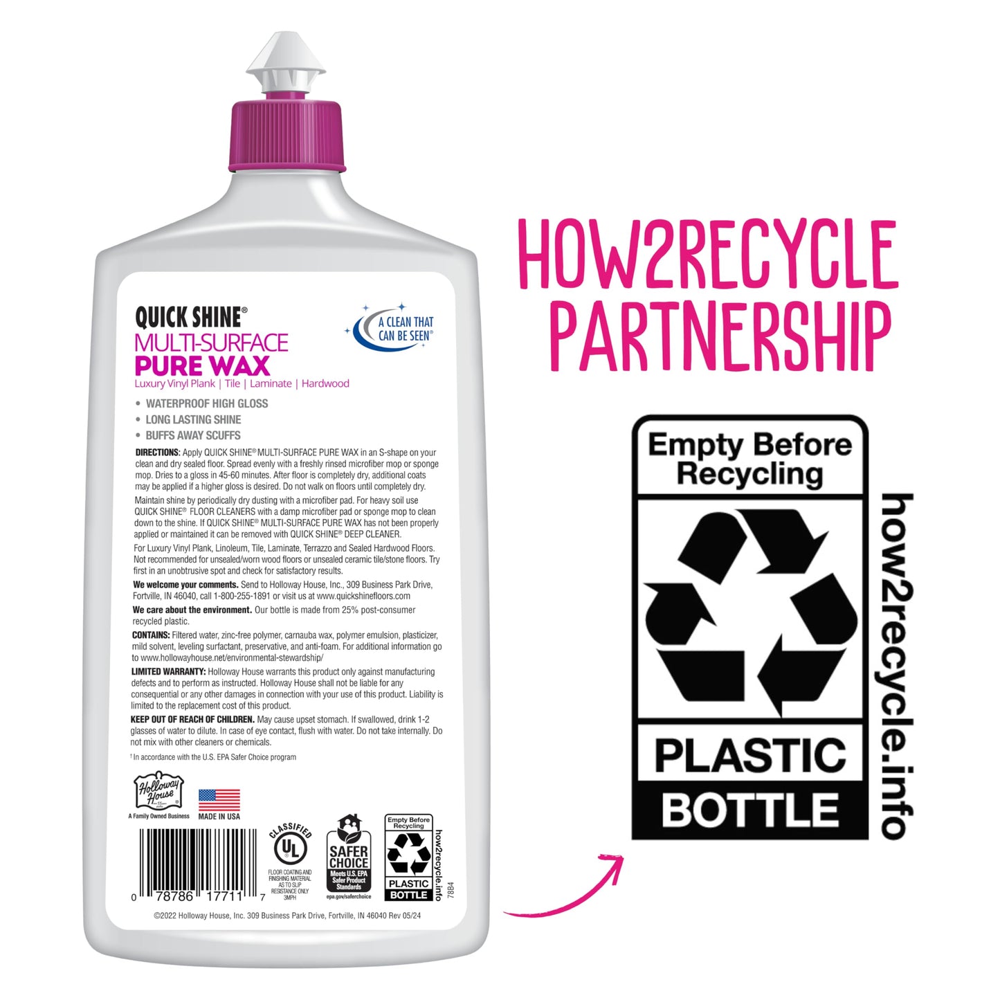 Quick Shine Pure Floor Wax 27oz | A Buffable, Waterproof Finish for Regular and Hardwood Floors | Restore Protect Refresh