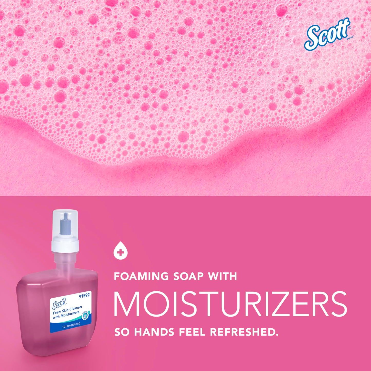Scott Professional Foam Hand Soap with Moisturizers (91592), 1.2 L, Foaming, Pink, Floral Scent, Automatic Refills, for Kimberly-Clark Professional ICON Dispensers (2 Bottles)