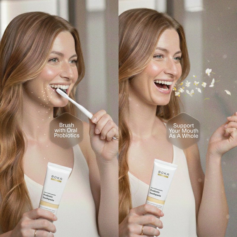 Boka Probiotic Toothpaste - Fluoride Free, Nano Hydroxyapatite Toothpaste - Made with Probiotics - Peppermint Blossom, 4 Fl Oz, 1Pk