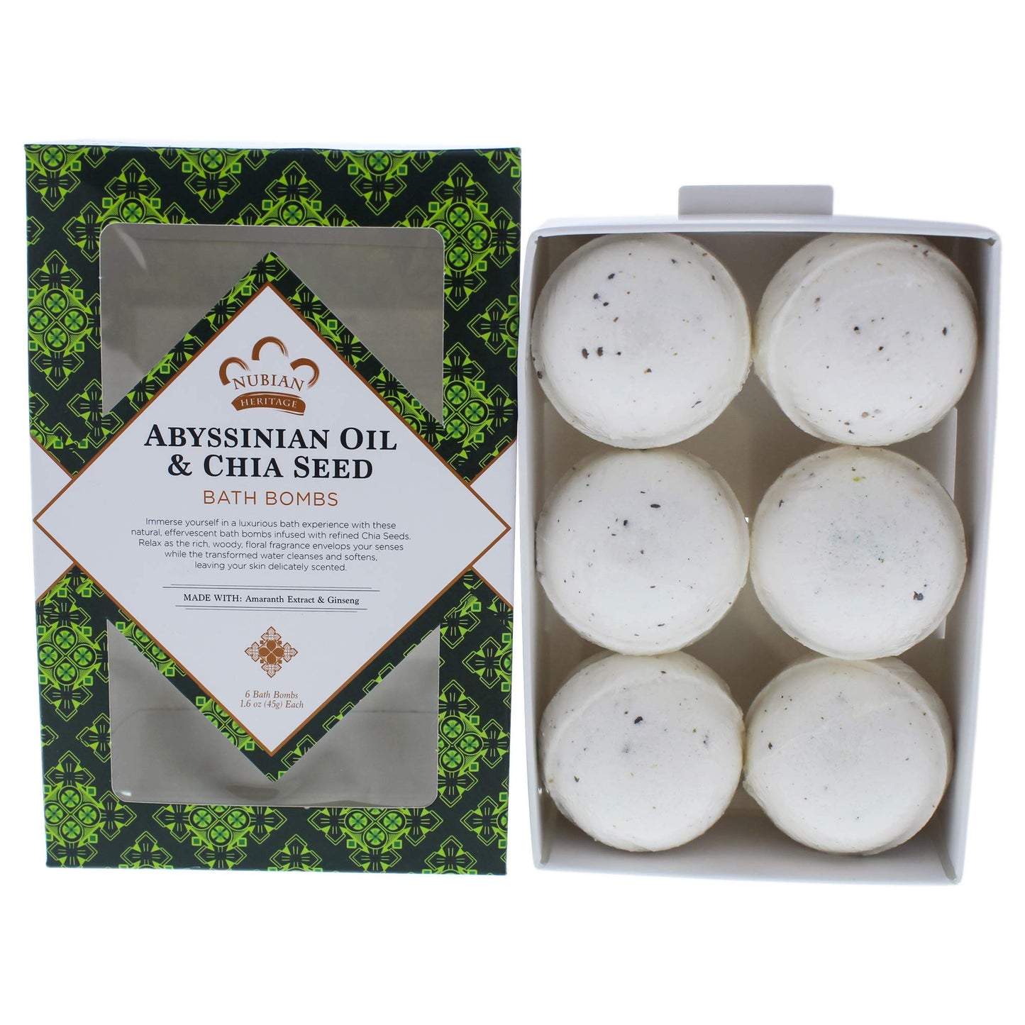 Nubian Heritage Bath Bomb Abyssin Chia, 6 Bath Bombs