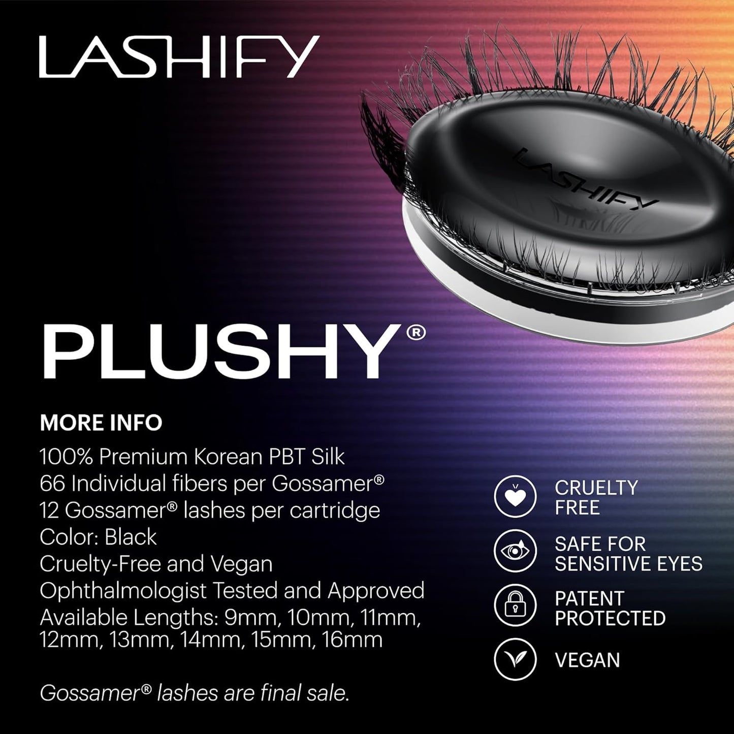 Lashify Plushy 12mm Gossamer Lashes - Easy DIY False Lashes for Voluminous Natural Look