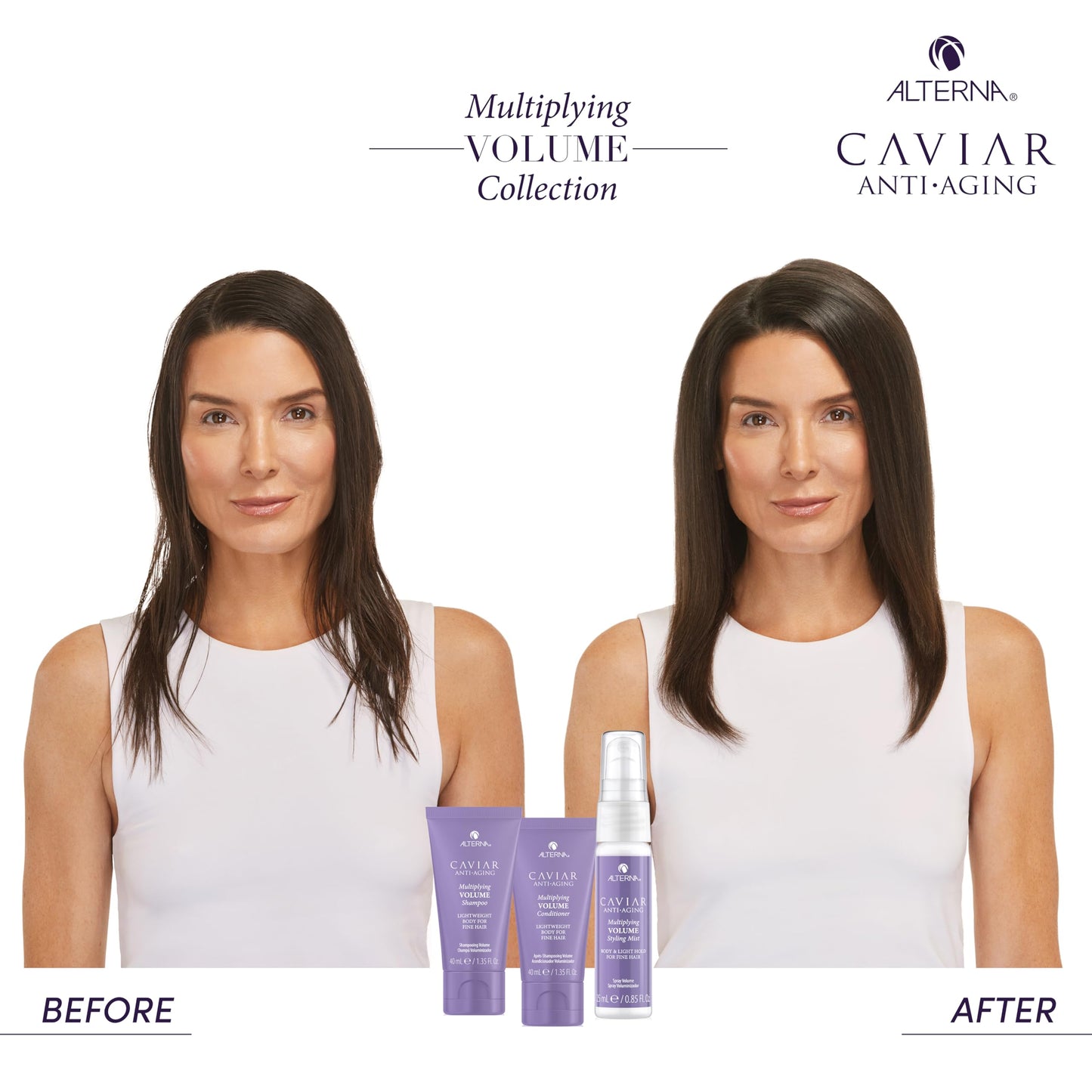 Alterna Haircare CAVIAR Anti-Aging Multiplying Volume Travel Kit - Shampoo, Conditioner, Styling Mist | For Fine, Thin Hair | Light Hold | Sulfate Free
