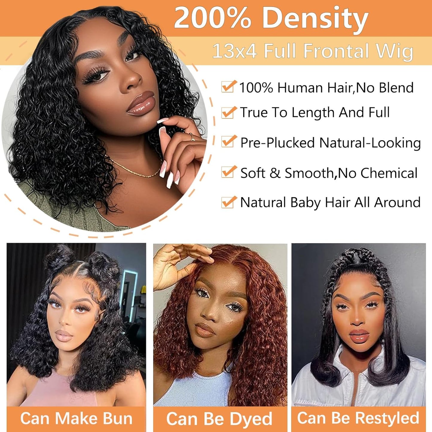 Deep Wave Bob Wig - 13x4 Frontal Lace Human Hair | 220% Density, Short Curly Style for Black Women