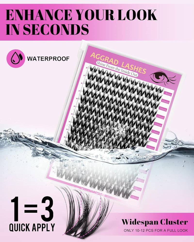 Flora Lash Clusters Kit - Wispy 8-18mm Hybrid Volume Eyelashes | DIY False Lash Extensions with Bond & Seal