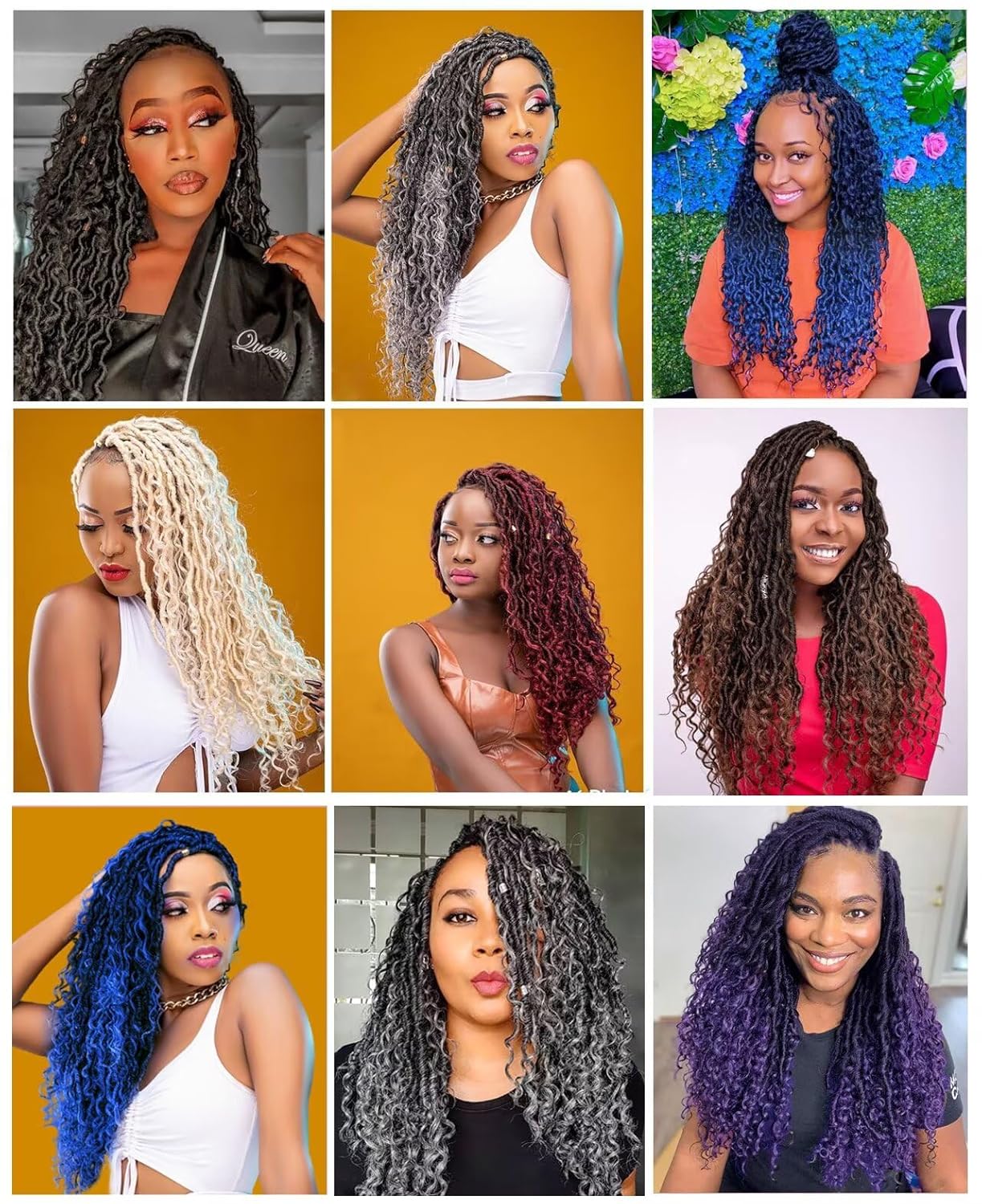 Goddess Locs Crochet Hair - 18 Inch Ombre Brown Faux Locs with Curly Ends | 8 Packs Synthetic Hair Extensions