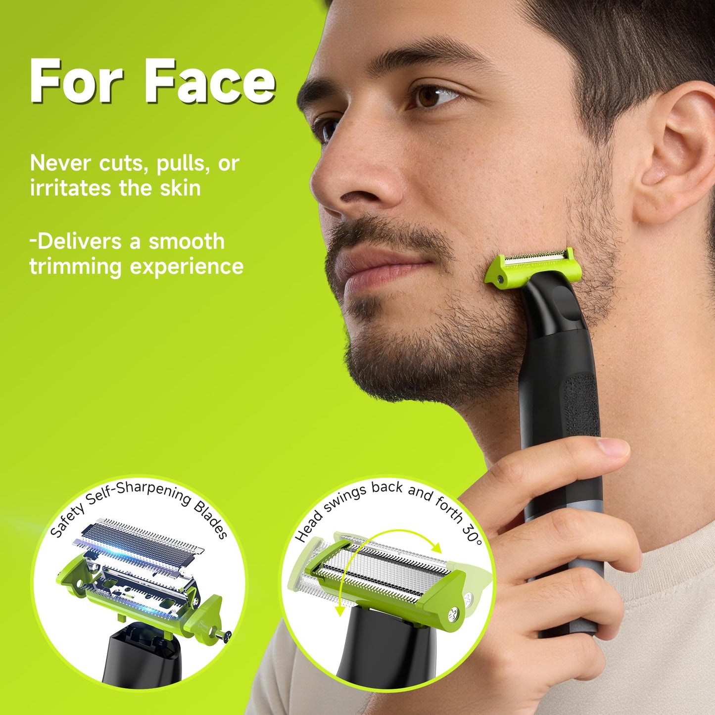 SEIHAI Body Hair Trimmer for Men, Electric Groin & Pubic Hair Trimmer, Painless Body Groomer for Chest, Legs, Bikini, Waterproof Wet/Dry USB-C Rechargeable with Self-Sharpening Blades & 6 Guide Combs