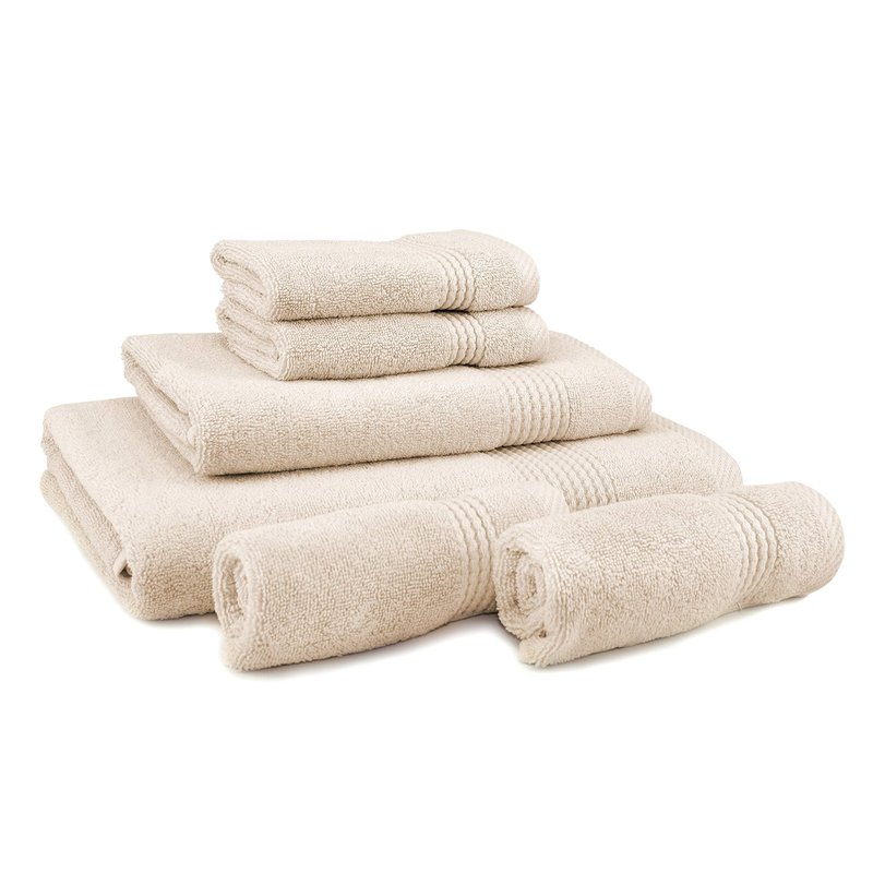 EastNBlue Lara Premium Bath Towel Set 6 Piece - Soft & Highly Absorbent Bathroom Towel Set, 100% Luxury Turkish Cotton, Flannel Bath Towels, 1 Bath Towel, 1 Hand Towel, 4 Washcloths - Beige