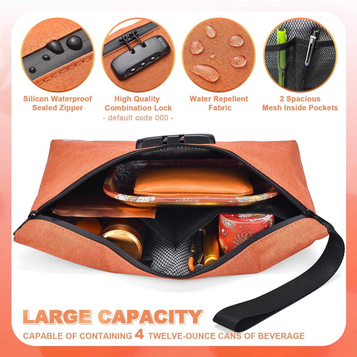 MAICHENG Storage Bag with Combination Lock Large Cosmetic Organizer Container Medicine Lock Case with Accessories