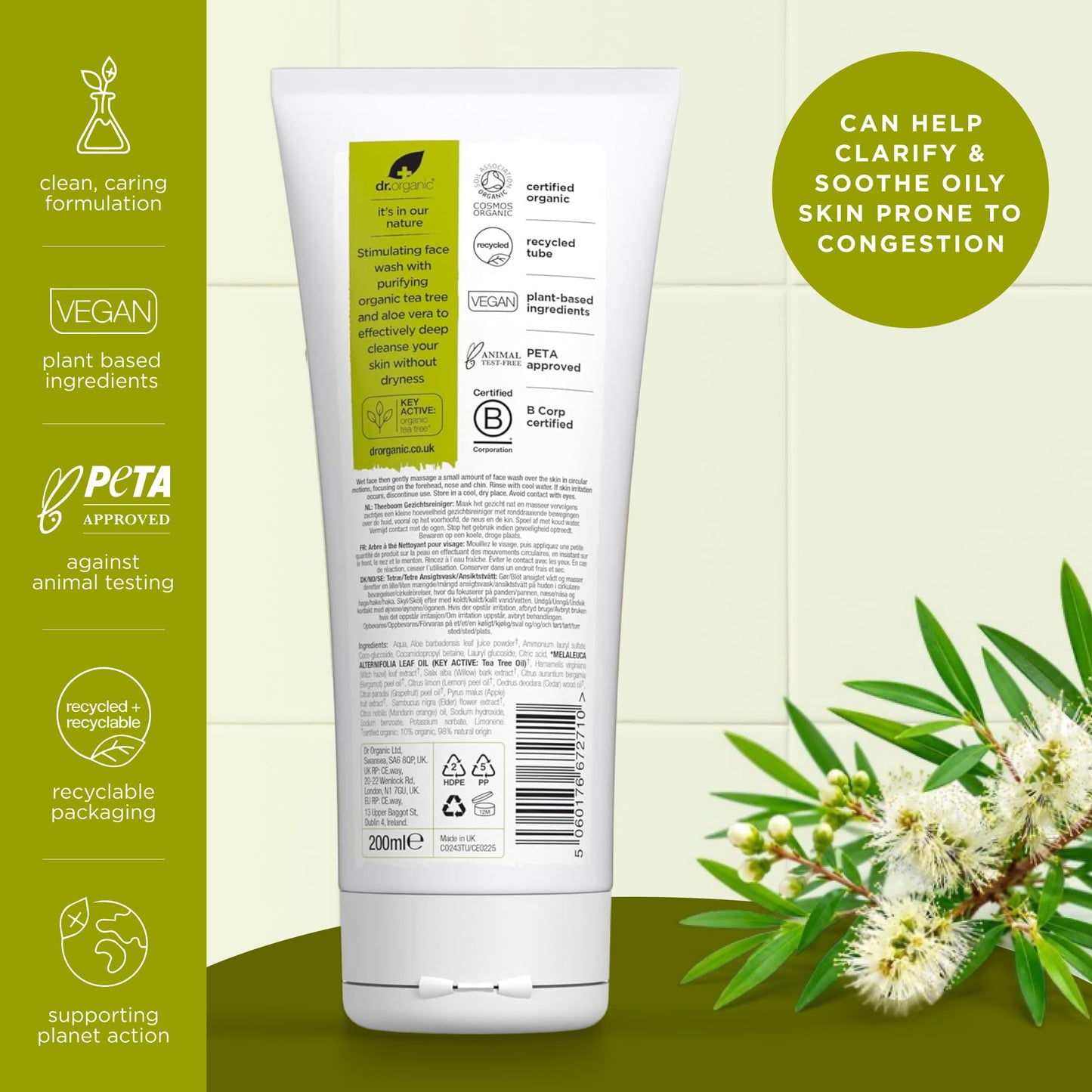 Organic Doctor Tea Tree Face Wash, 6.8 Fluid Ounce