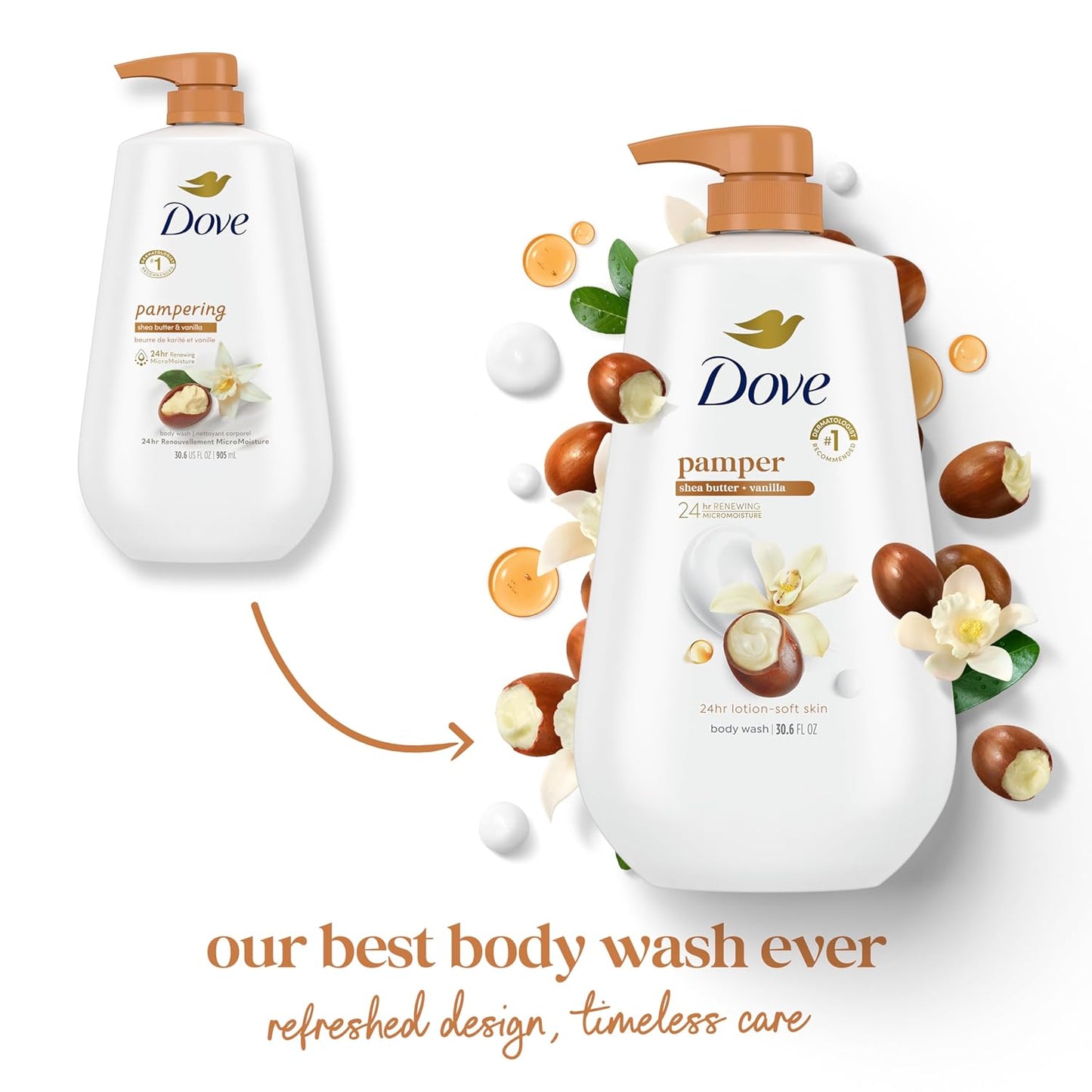 Dove Body Wash - Shea Butter & Vanilla Moisturizing Cleanser | 30.6 oz (Pack of 2)