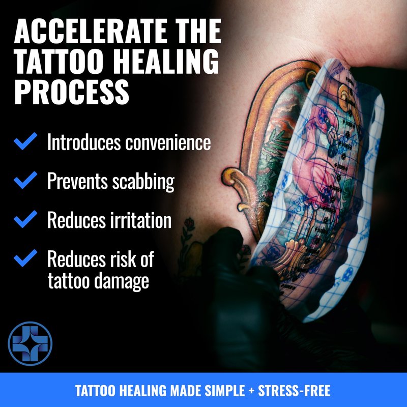 Saniderm - Flex Tattoo Aftercare Bandage - Ultra-Flexible, Waterproof, Sterile Tattoo Wrap for Fast, Clean Healing - (3 Sheets, 8"x10")