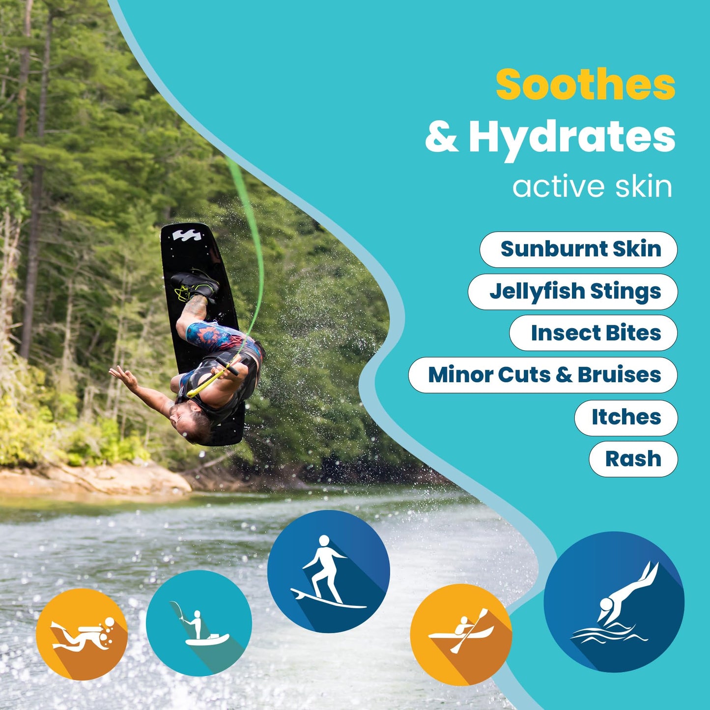 STREAM 2 SEA Sun & Sting Soothing Gel — Sunburn, Insect Bite & Jellyfish Sting After-Sun Care, Antioxidant Blend with Aloe, Green Tea & Wakame, Biodegradable Travel Size, 2.5 Fl Oz