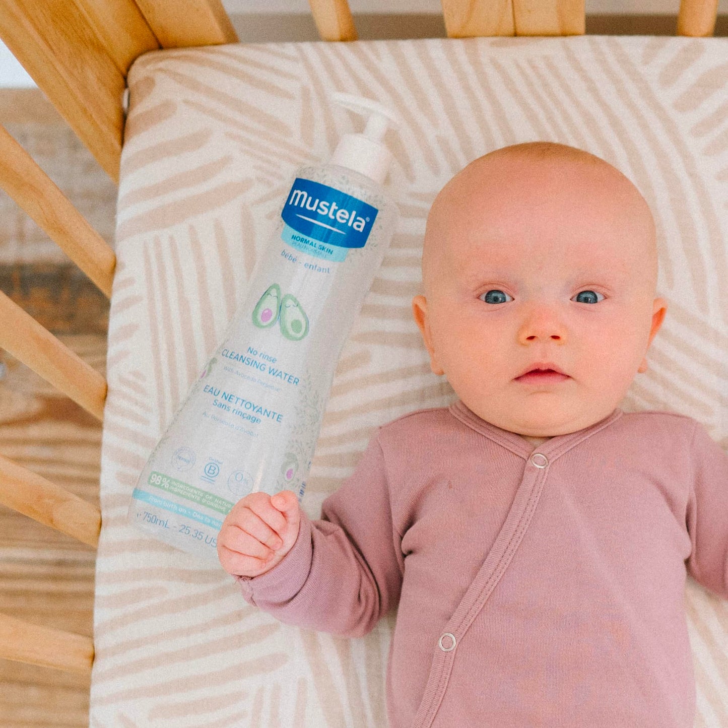 Mustela Baby Cleansing Water - No-Rinse Micellar Water - with Natural Avocado & Aloe Vera - for Baby's Face, Body & Diaper - Various Sizes - 10.14 fl. oz.